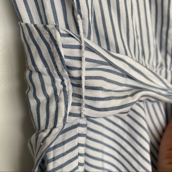 NWOT Loft Long Sleeve Wrap Peplum Striped Blouse BLUE/WHITE - SIZE M - Picture 10 of 11